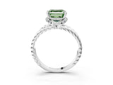 White gold Fancy Green Asscher  Halo Twisted Band Four-Prong Ring_83