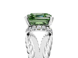 White gold Fancy Green Asscher  Halo Twisted Band Four-Prong Ring_83