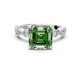 White gold Fancy Green Asscher  Milgrain Bezel Diamond Engagement Ring with Solitaire Prong Setting_29