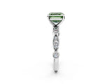 White gold Fancy Green Asscher  Milgrain Bezel Diamond Engagement Ring with Solitaire Prong Setting_31
