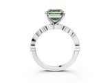 White gold Fancy Green Asscher  Milgrain Bezel Diamond Engagement Ring with Solitaire Prong Setting_32