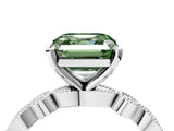 White gold Fancy Green Asscher  Milgrain Bezel Diamond Engagement Ring with Solitaire Prong Setting_33