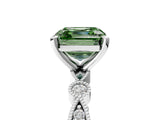 White gold Fancy Green Asscher  Milgrain Bezel Diamond Engagement Ring with Solitaire Prong Setting_34