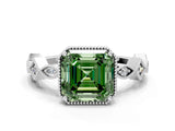 White gold Fancy Green Asscher  Milgrain Marquise Diamond Twist Band Ring_57