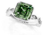 White gold Fancy Green Asscher  Milgrain Marquise Diamond Twist Band Ring_58