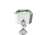 White gold Fancy Green Asscher  Milgrain Marquise Diamond Twist Band Ring_62