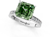 White gold Fancy Green Asscher  Milgrain Pave Diamond Engagement Ring with Four-Prong Setting_1
