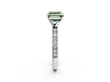 White gold Fancy Green Asscher  Milgrain Pave Diamond Engagement Ring with Four-Prong Setting_2