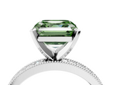 White gold Fancy Green Asscher  Milgrain Pave Diamond Engagement Ring with Four-Prong Setting_4