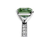 White gold Fancy Green Asscher  Milgrain Pave Diamond Engagement Ring with Four-Prong Setting_5