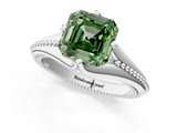 White gold Fancy Green Asscher  Solitaire Beaded Band Six-Prong Setting_1