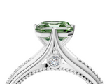White gold Fancy Green Asscher  Solitaire Beaded Band Six-Prong Setting_4