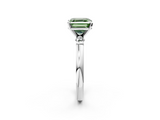 White gold Fancy Green Asscher  Solitaire Beaded Band with Four-Prong Setting_2