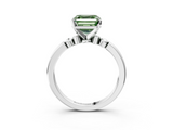White gold Fancy Green Asscher  Solitaire Beaded Band with Four-Prong Setting_3