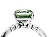 White gold Fancy Green Asscher  Solitaire Beaded Band with Four-Prong Setting_4