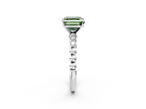 White gold Fancy Green Asscher  Solitaire Bezel Accent Diamond Engagement Ring with Beaded Band and Four-Prong Setting_2
