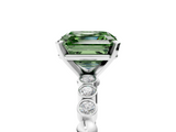 White gold Fancy Green Asscher  Solitaire Bezel Accent Diamond Engagement Ring with Beaded Band and Four-Prong Setting_5