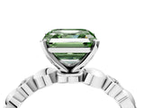White gold Fancy Green Asscher  Solitaire Bezel-Set Diamond Ring with Beaded Band and Four-Prong Setting_33