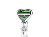 White gold Fancy Green Asscher  Solitaire Bezel-Set Diamond Ring with Beaded Band and Four-Prong Setting_34