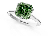 White gold Fancy Green Asscher  Solitaire Cathedral Diamond Ring with Six-Prong Setting_1