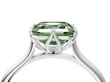 White gold Fancy Green Asscher  Solitaire Cathedral Diamond Ring with Six-Prong Setting_4
