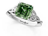 White gold Fancy Green Asscher  Solitaire Celtic Knot Engagement Ring with Four-Prong Setting_1