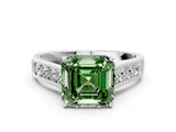 White gold Fancy Green Asscher  Solitaire Channel-Set Diamond Engagement Ring with Four-Prong Setting_29