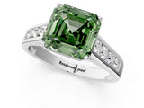White gold Fancy Green Asscher  Solitaire Channel-Set Diamond Engagement Ring with Four-Prong Setting_30