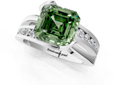 White gold Fancy Green Asscher  Solitaire Channel-Set Split Shank Ring with Tension Prong Setting_4