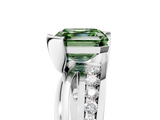 White gold Fancy Green Asscher  Solitaire Channel-Set Split Shank Ring with Tension Prong Setting_8