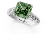 White gold Fancy Green Asscher  Solitaire Chevron Pave Diamond Engagement Ring with Six-Prong Setting_1