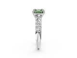 White gold Fancy Green Asscher  Solitaire Chevron Pave Diamond Engagement Ring with Six-Prong Setting_2