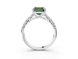 White gold Fancy Green Asscher  Solitaire Chevron Pave Diamond Engagement Ring with Six-Prong Setting_3