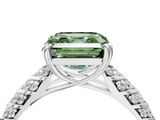 White gold Fancy Green Asscher  Solitaire Chevron Pave Diamond Engagement Ring with Six-Prong Setting_4