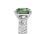 White gold Fancy Green Asscher  Solitaire Chevron Pave Diamond Engagement Ring with Six-Prong Setting_5