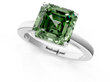 White gold Fancy Green Asscher  Solitaire Diamond Engagement Ring with Four-Prong Setting on a Classic Band_20