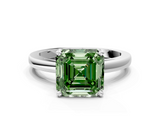 White gold Fancy Green Asscher  Solitaire Diamond Engagement Ring with Four-Prong Setting on a Classic Band_20