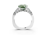 White gold Fancy Green Asscher  Solitaire Diamond Engagement Ring with Pave Band and Four-Prong Setting 4