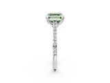 White gold Fancy Green Asscher  Solitaire Diamond Engagement Ring with Pave Band and Six-Prong Setting_2