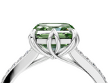 White gold Fancy Green Asscher  Solitaire Diamond Engagement Ring with Pave Band and Six-Prong Setting_4