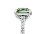 White gold Fancy Green Asscher  Solitaire Diamond Engagement Ring with Pave Band and Six-Prong Setting_5