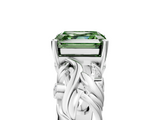 White gold Fancy Green Asscher  Solitaire Diamond Leaf Vine Band with Prong Setting_22
