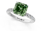 White gold Fancy Green Asscher  Solitaire Diamond Pavé Band with Four-Prong Setting_1