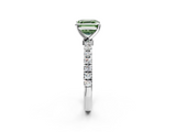 White gold Fancy Green Asscher  Solitaire Diamond Pavé Band with Four-Prong Setting_2