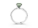 White gold Fancy Green Asscher  Solitaire Diamond Pavé Band with Four-Prong Setting_3