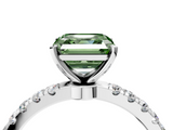 White gold Fancy Green Asscher  Solitaire Diamond Pavé Band with Four-Prong Setting_4