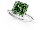 White gold Fancy Green Asscher  Solitaire Diamond Ring with 4-Prong Setting on a Classic Band_4