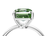 White gold Fancy Green Asscher  Solitaire Diamond Ring with 4-Prong Setting on a Classic Band_7