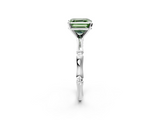 White gold Fancy Green Asscher  Solitaire Diamond Ring with Bamboo Band and Four-Prong Setting_19