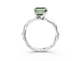 White gold Fancy Green Asscher  Solitaire Diamond Ring with Bamboo Band and Four-Prong Setting_20